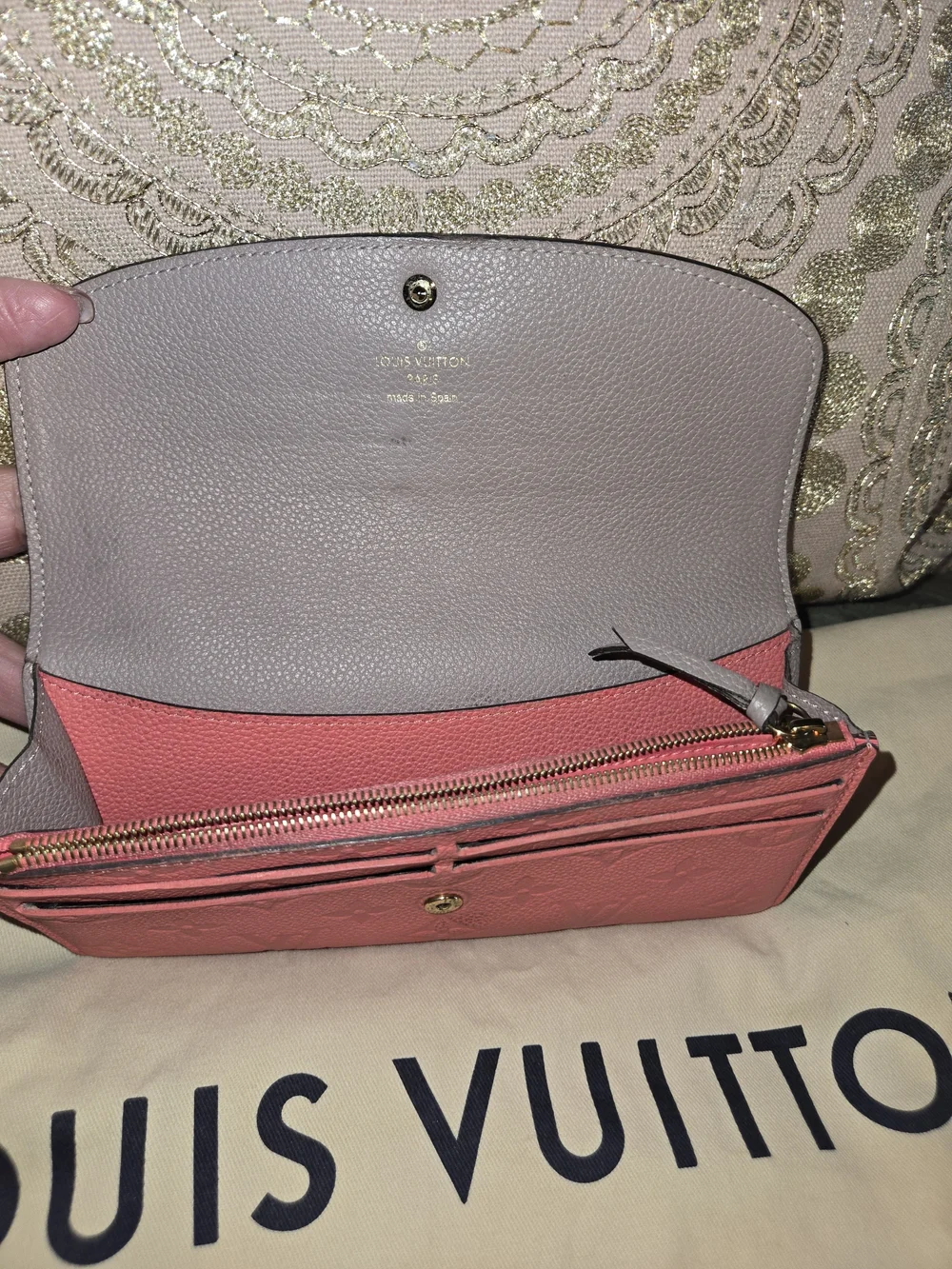 Louis Vuitton Pink Monogram Embossed Continental Wallet